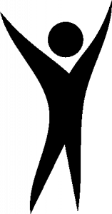 A stylized X with a circle forming the head